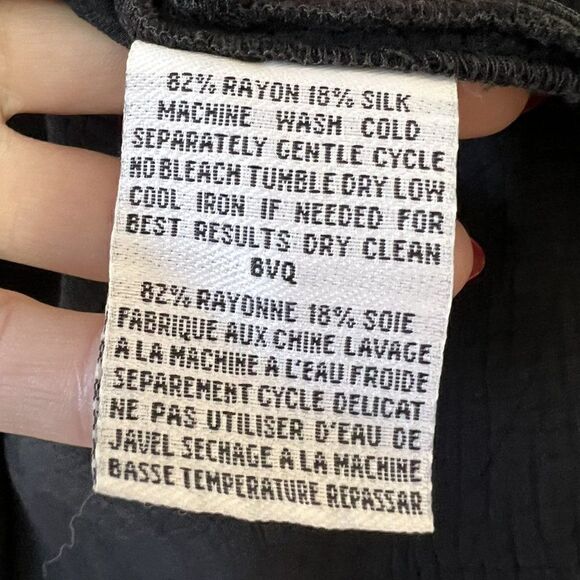 Eileen Fisher Black Sponged Silk Heavyweight Mid Length Open Jacket - Picture 6 of 6